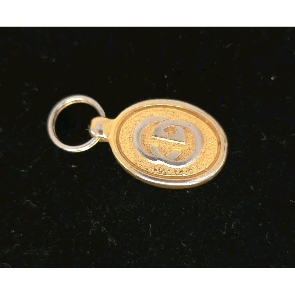 VTG Gucci GG Logo Zipper Pull Charm Double Sided Gold Tone Handbag Replacement